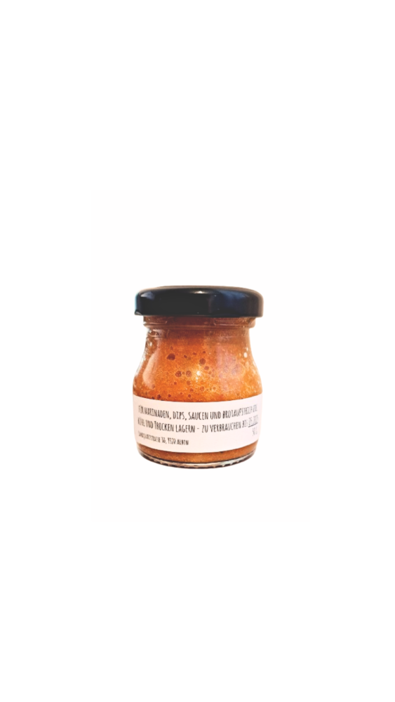 Flame Fusion Chilipaste von Grandma’s Spiced Dreams – intensiv scharfe, natürliche Chilipaste im Glas, ideal für scharfe Gerichte, Marinaden und Dips.