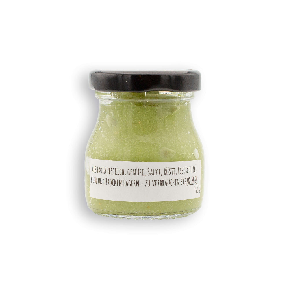 Magic Garlic Knoblauchpaste – Rückseite des Glases mit Zutatenliste und Anwendungshinweisen für vielseitige Verwendung in der Küche